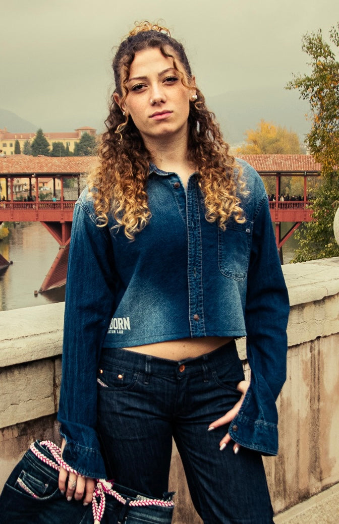 Camicia crop in denim Jack & Jones Vintage Cloth Custom - L donna | R3BORN