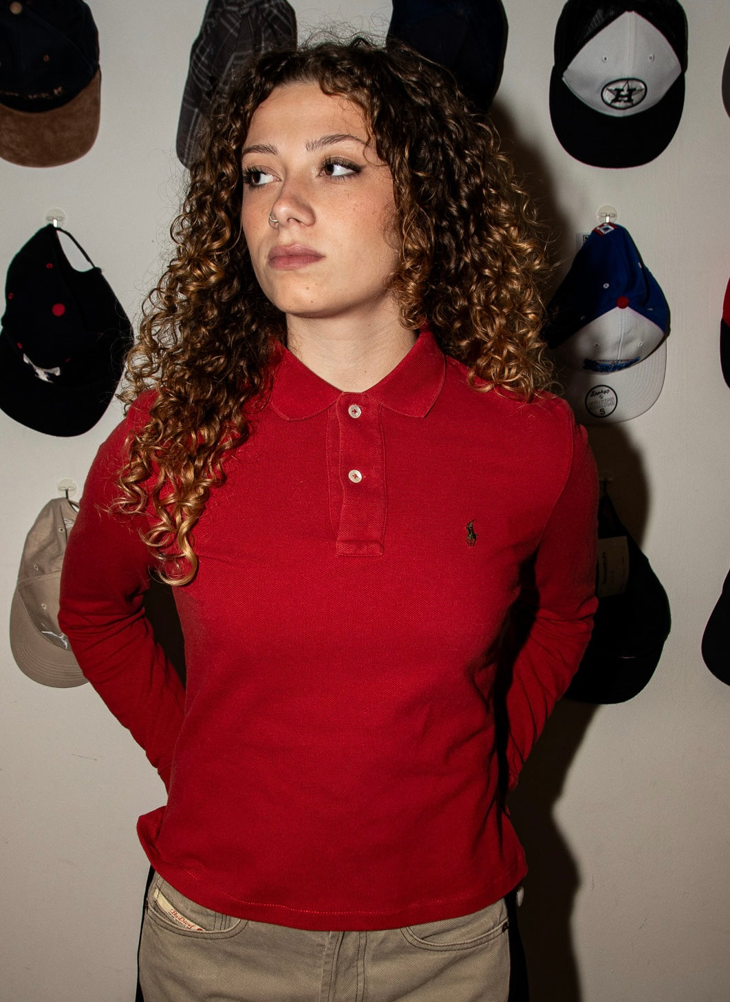 Polo crop Ralph Lauren a maniche lunghe Custom - donna M | R3BORN