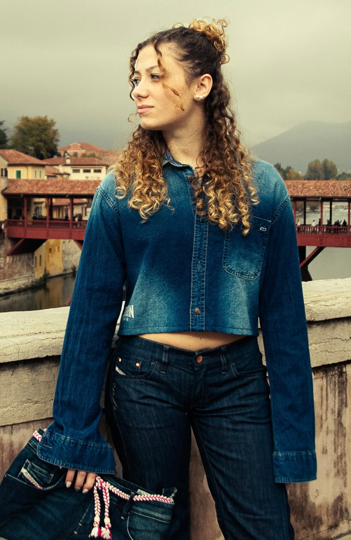 Camicia crop in denim Jack & Jones Vintage Cloth Custom - L donna | R3BORN